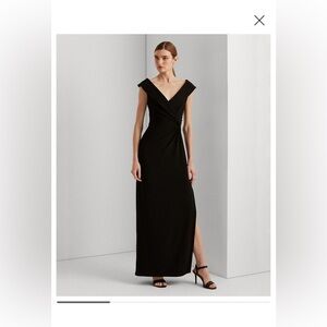 RALPH LAUREN
Women's Jersey Off-the-shoulder Side-slit Column Gown In Black